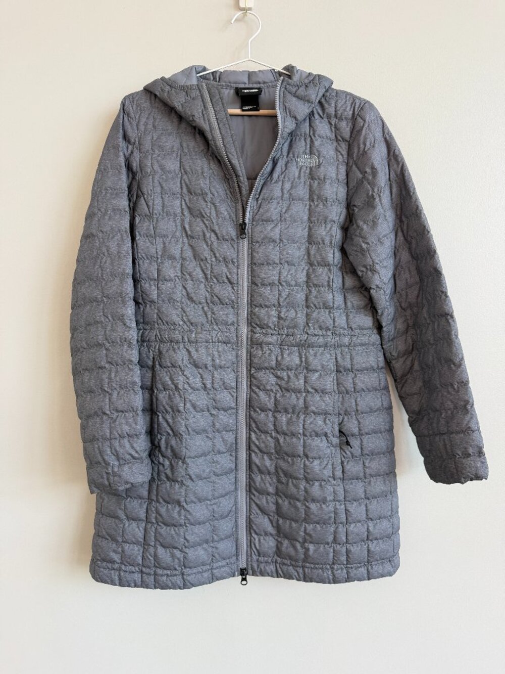 The North Face ThermoBall Eco Parka 2 Grey Heather Hooded Coat L